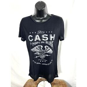 Johnny Cash Man in Black Graphic T-Shirt XS